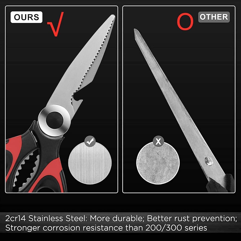 HASTHIP® ZIBUYU Kitchen Scissors Heavy Duty Stainless Steel Kitchen Shears, Multi-Function Food Scissors for Home, Poultry, Meat, Chicken, Fish, Ribs, General Cooking, Dishwasher Safe