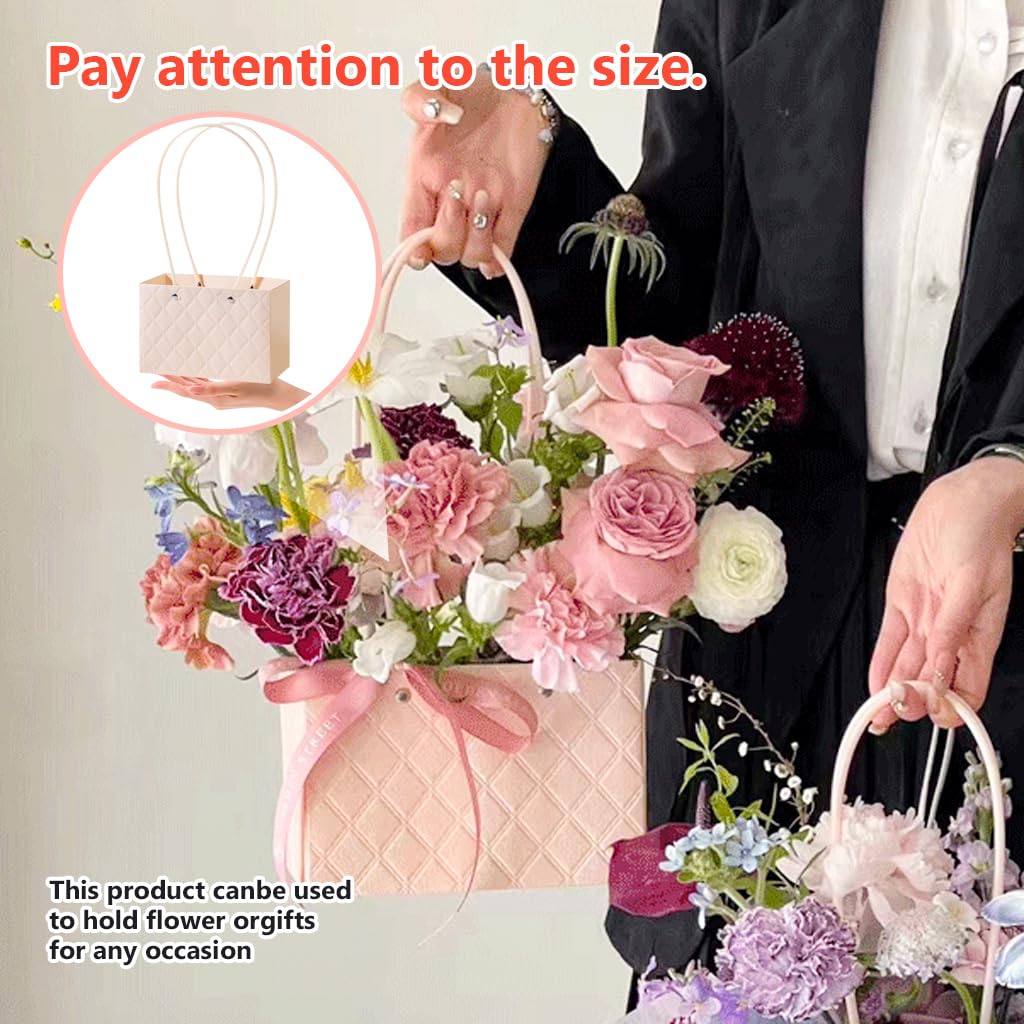 HASTHIP Gift Packing Basket Set for Flower Arrangement with 3D Emboss Design 18×10×12 cm Pink