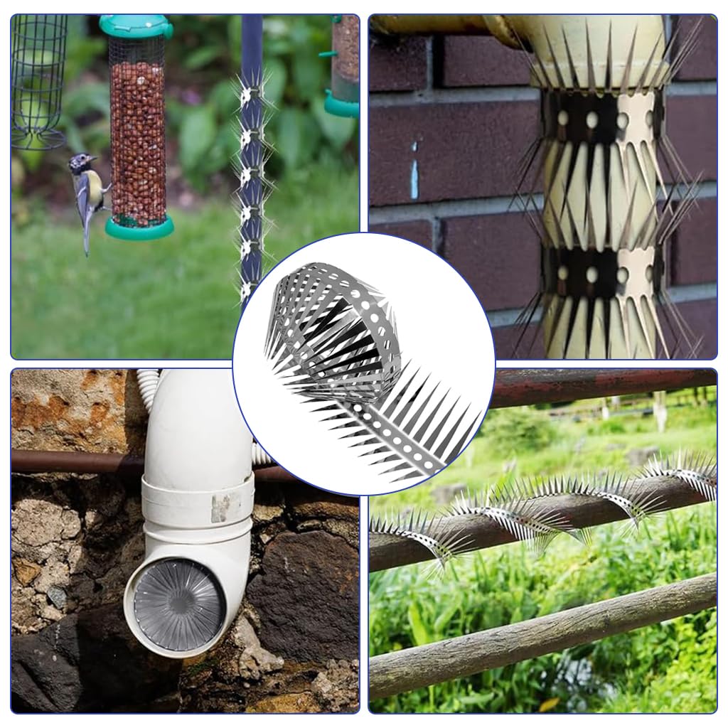 HASTHIP Outdoor Bird Deterrent Spikes 100CM with Double Row Stainless Steel Design | 2PCS
