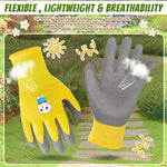 HASTHIP Kids Gardening Gloves for Outdoor Play with Protective Rubber Coating | 3 Pairs for Ages 5–9