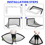 HASTHIP® Football Goal Net Kit for Kids, Football Training Goal Target Net with Inflatable Soccer Ball, Inflator Pump, Ground Stakes, Training Cones, Black Training Cone Marker 47x37x35 Inch