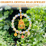 HASTHIP Car Hanging Ornament for Rearview Mirror featuring Golden Alloy Gourd and Crystal Beads | Good Luck Car Decor Gift