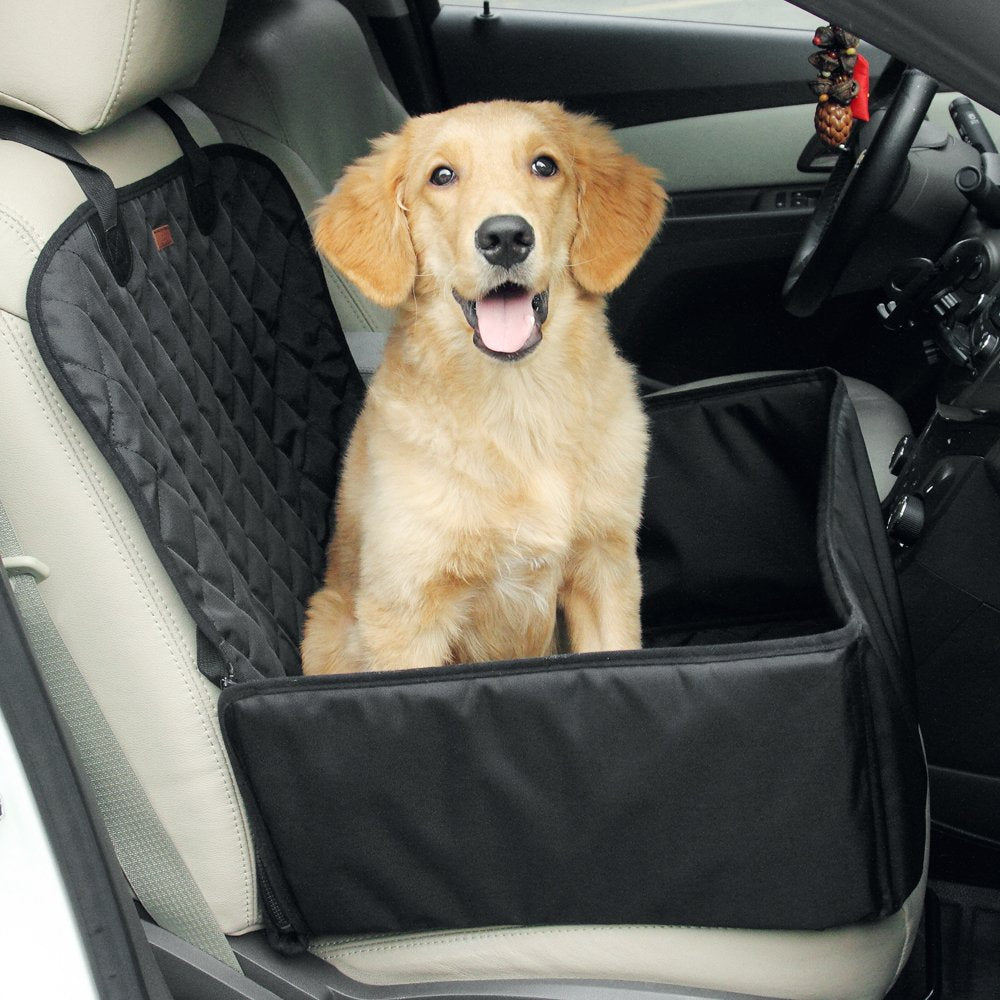 HASTHIP® 2-in-1 Dog Car Seat Cover, Waterproof Pet Hammock & Cat Carrier Protector for Cars, SUVs & Trucks, Nonslip Back Seat Cover for Travel, Protects Against Dirt Hair & Scratches - Black