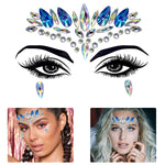 HASTHIP® Gemas Faciales de Cristal Azul,Pegatinas Autoadhesivas de Diamantes Acrílicos para Mujer y Niña,Decoración Rostro para Festival Fiesta Maquillaje Artístico Rave y Carnaval
