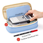 HASTHIP Pencil Case for Students with Double Zipper and Expandable 21.5×10×7 cm Design | Light Blue 2 PCS