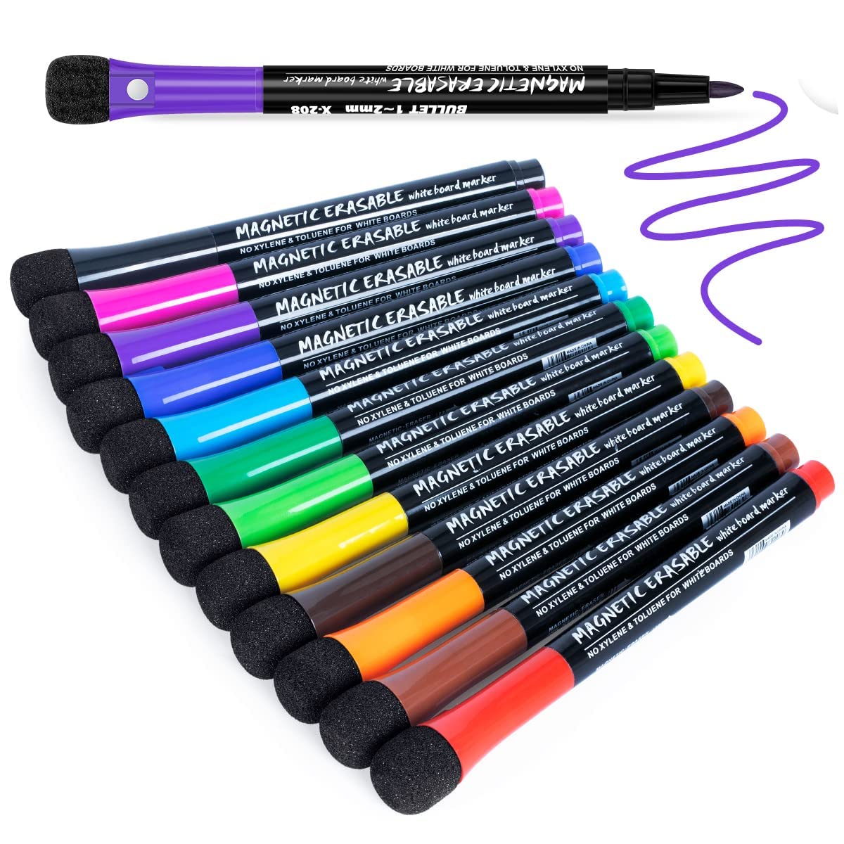 HASTHIP Dry Erase Markers Fine Tip for Office and School Whiteboards | 12 Count Set