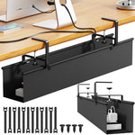 HASTHIP® Bandeja de gestión de cables bajo escritorio 27 pulgadas,organizador cables metálico sin taladro,soporte resistente para regletas y adaptadores ideal para oficina y hogar