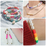 HASTHIP® Dowsabel Clay Beads Bracelet Making Kit for Beginner, Preppy Polymer Clay Beads with Charms Kit