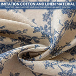 HASTHIP Floral Table Cloth for Dining and Kitchen with Tassel Fringe 150x180 cm Blue Linen Blend | Rustic Decorative Cover for Indoor and Outdoor Use
