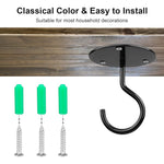 HASTHIP® 4Pcs Heavy Duty Metal Ceiling Hooks with Screws for Hanging Plants, Flower Pots, String Lights, Wind Chimes, Bird Feeders, Wall Mounted Hooks for Balcony, Porch, Garden, Black
