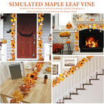 HASTHIP Autumn Maple Leaf Pumpkin Garland for Home Decor with Berries 2M 6.5FT | Fall Thanksgiving and Halloween Decoration