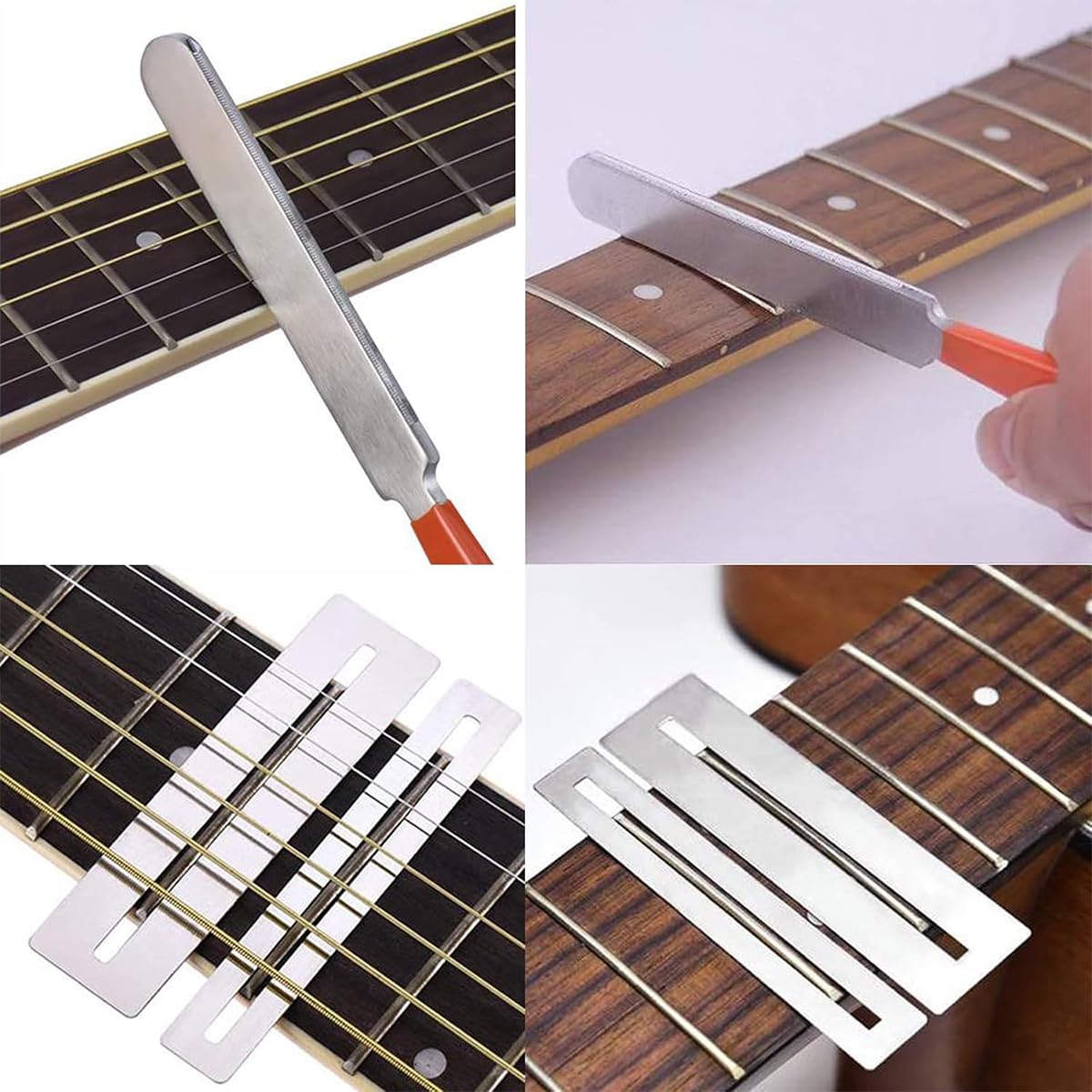 HASTHIP Fret End File for Guitar Repair with 7.2 in Anti Slip Handle and 2 Fret Guards | Stainless Steel Tool for Electric and Acoustic Guitars