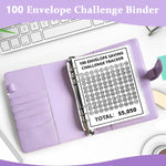 HASTHIP A5 Budget Binder for 100 Days Money Saving Challenge with 100 Cash Envelopes & PU Leather Cover
