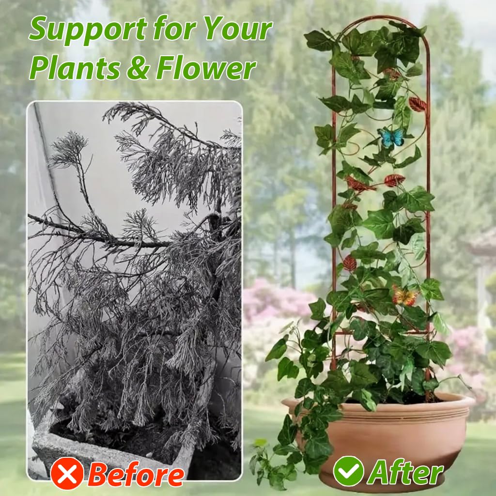 HASTHIP Garden Trellis for Climbing Plants 28cm x 153cm featuring Butterfly and Bird Cast Iron Design