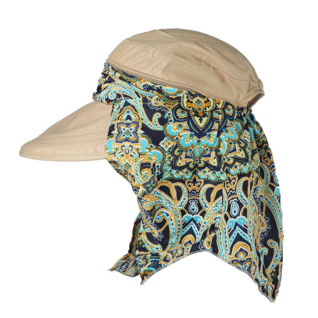 HASTHIP® Sombrero de Sol para Mujer,Gorra de Algodón Plegable con ala Ancha y Protección UV UPF 50+,Transpirable con Agujero para Cola Caballo,Ideal Senderismo y Playa - Color