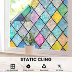 HASTHIP Window Sticker for Glass Privacy featuring Leaf Mosaic Pattern 44.5x200cm | UV Protection for Home and Office