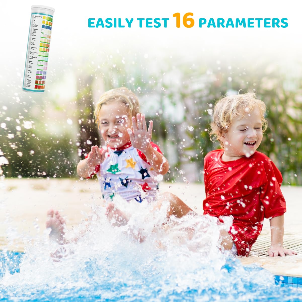HASTHIP Water Testing Strips for Pool and Aquarium with 17 in 1 Indicators and 125 Count | Quick 30s Results
