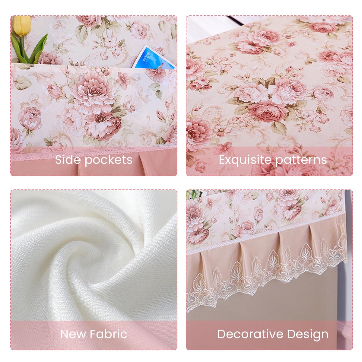 HASTHIP Fridge Cover for Kitchen Use with Pockets and Floral Print | Universal Fit 70x170cm