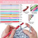 HASTHIP Crochet Kit for Beginners with 72 pcs Metal Hooks and Colorful Yarn | Includes Canvas Tote Bag