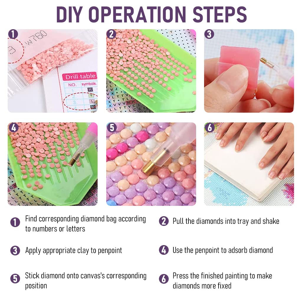 HASTHIP Diamond Painting Kit for Bright Moon Scene with 30x40cm Canvas | DIY 5D Art Set