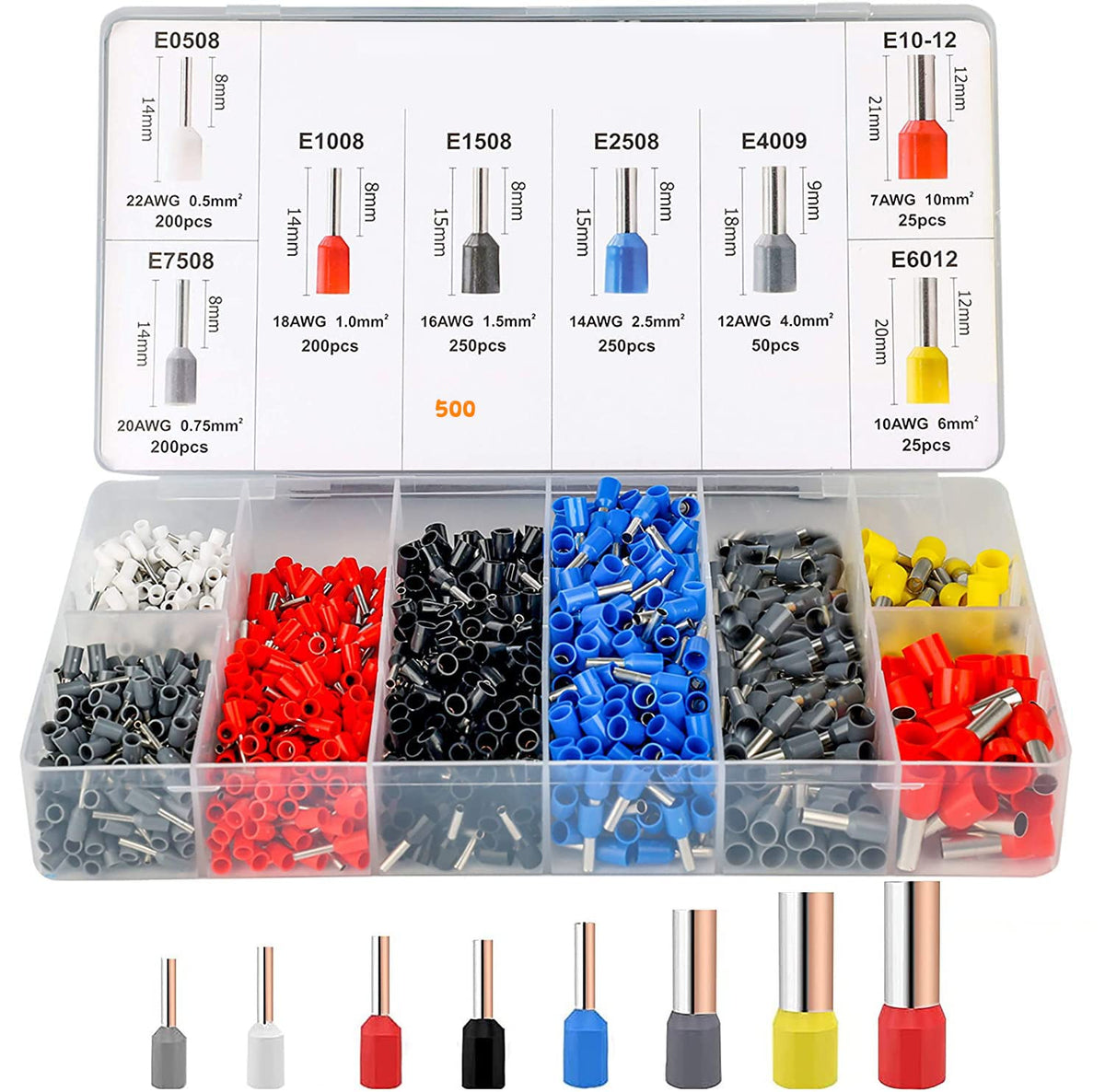 HASTHIP Ferrule Wire Crimp Connector Kit for Wiring Projects with 1200pcs Copper Terminals