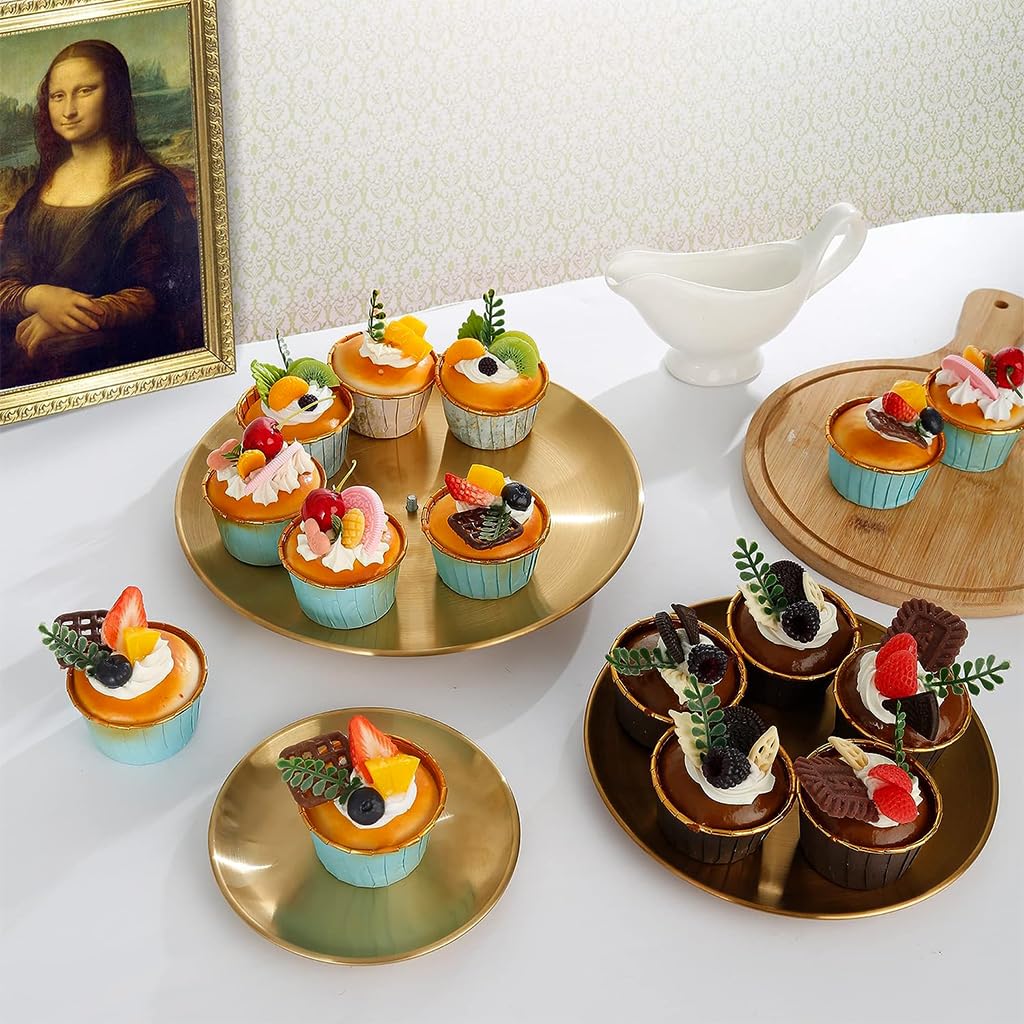 HASTHIP Cupcake Stand for Weddings and Parties with 3 Tier Display 17 cm 23 cm 30 cm | Elegant Gold Stainless Steel Dessert Tower