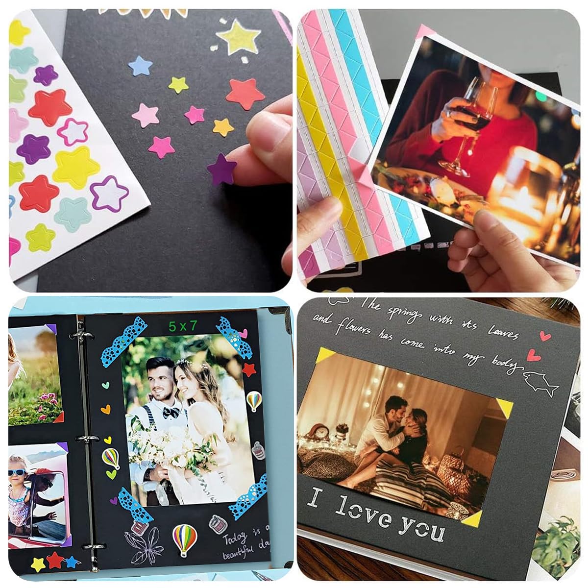 HASTHIP DIY Scrapbook Photo Album Kit for Couple with 60 Pages 3 Ring Binding | Anniversary Gift Set
