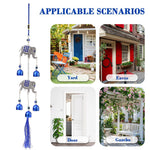 HASTHIP Elephant Wind Chimes for Balcony with 5 Blue Metal Bells | Good Luck Home Decor