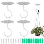 HASTHIP® Ganchos de Techo Metálicos 4pcs para Colgar Macetas y Luces, Soporte de Pared Resistente con Tornillos, Ganchos Multiusos para Interiores y Exteriores (Blanco)