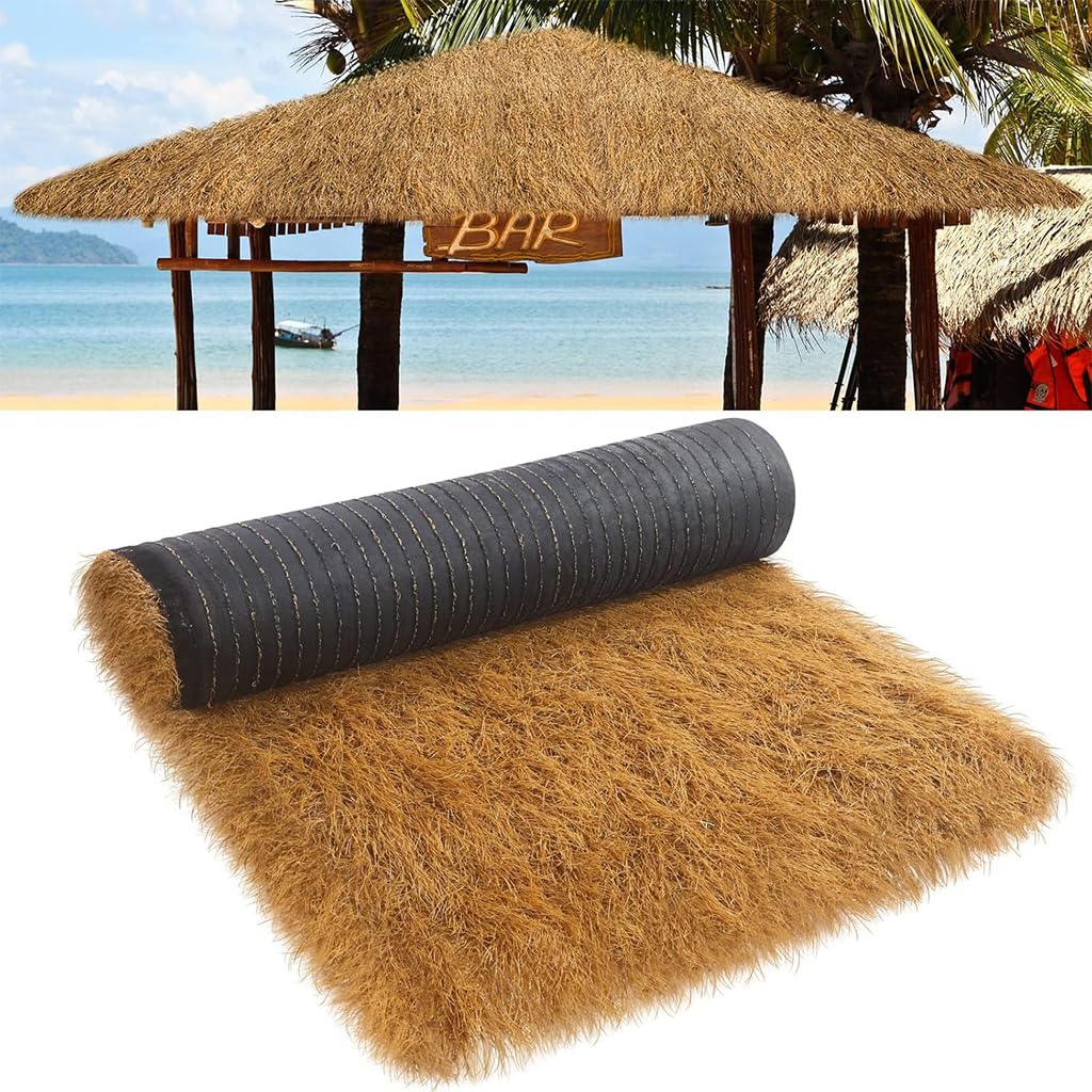 HASTHIP Artificial Thatch Trim for Tiki Hut and Roof Edging 40×100 cm | PE Straw Yellow