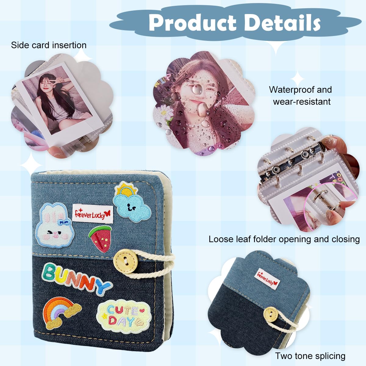 HASTHIP Pocket Photo Album for Kpop Cards with 20 Double Sided Pockets and Patchwork Cover | DIY Gift