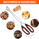 HASTHIP Kitchen Tongs for Grilling and Frying 12.9 in featuring Scissor Grip | 18/8 Stainless Steel