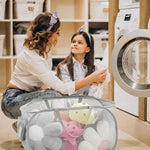 HASTHIP Laundry Basket for Dorms and Travel with Folding Elastic Frame Mesh Fabric | Grey