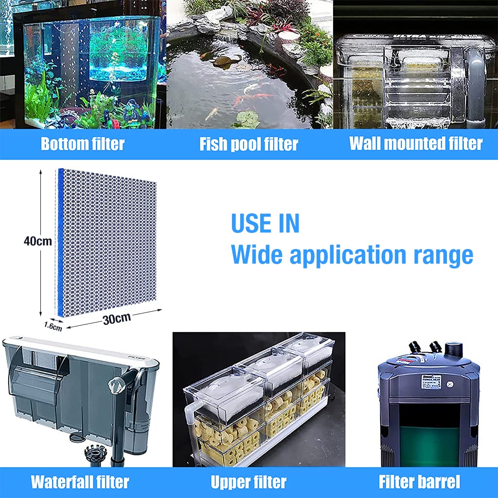 Qpets® 30 * 40cm Aquarium Filter High Density 8 Layer Filter Cotton Reusable Aquarium Filter Pad,Fish Tank Aquarium Tank Sponge Filter Cuttable Aquarium Filter s for Medium Fish Tank