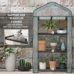 HASTHIP Mini Greenhouse for Indoor and Outdoor Gardening with Triple-Layer Shelf 59x39x126cm