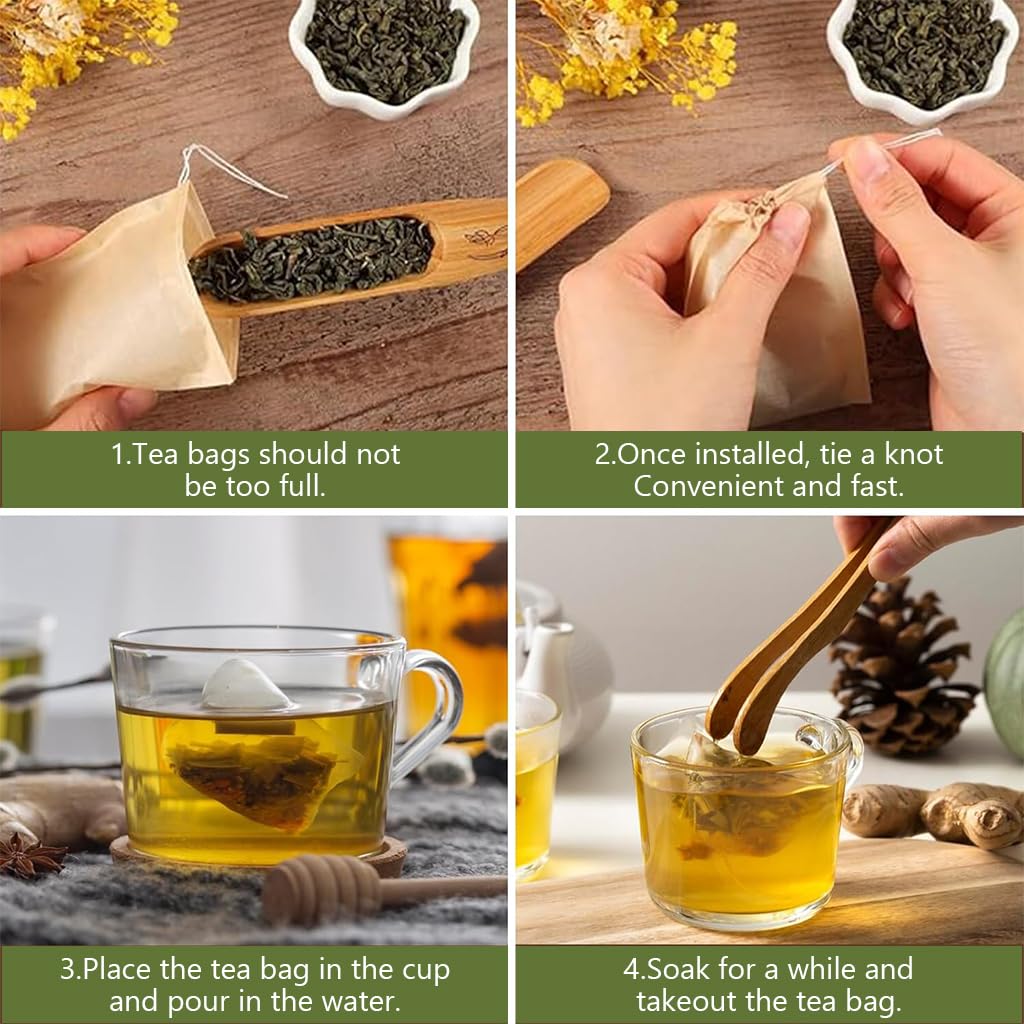 HASTHIP Disposable Tea Filter Bags for Loose Tea with Drawstring Leak Proof Design Pack of 100