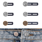 HASTHIP Jeans Waist Adjusting Buttons for Easy Fit with Silicone Strips | 6Pcs Metal Set