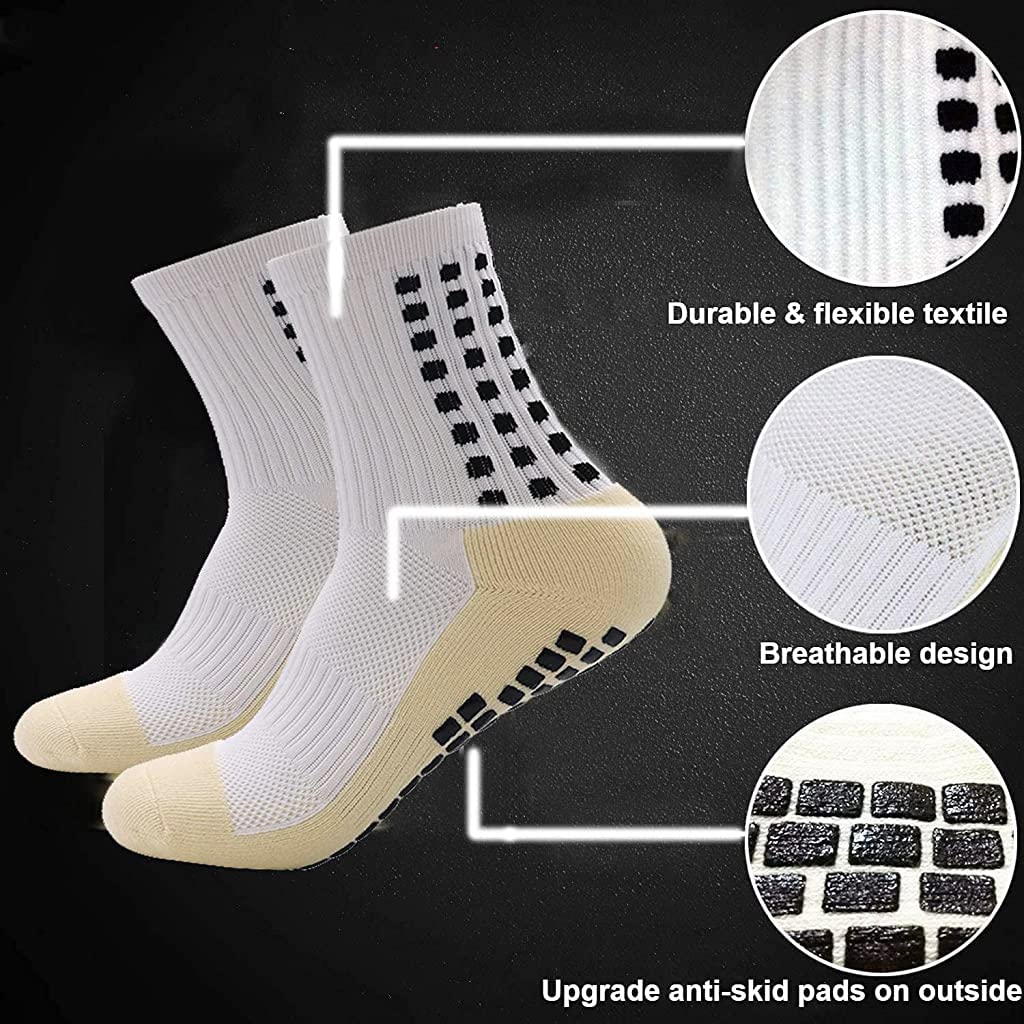 HASTHIP® 2 pairs of Men Women Athletic Socks, for Badminton Soccer Running Gym & Indoor Training, Hi-Tech Performance Rubber Anti-Slip and Thicken Cushion Sport Socks Ankle Length Socks