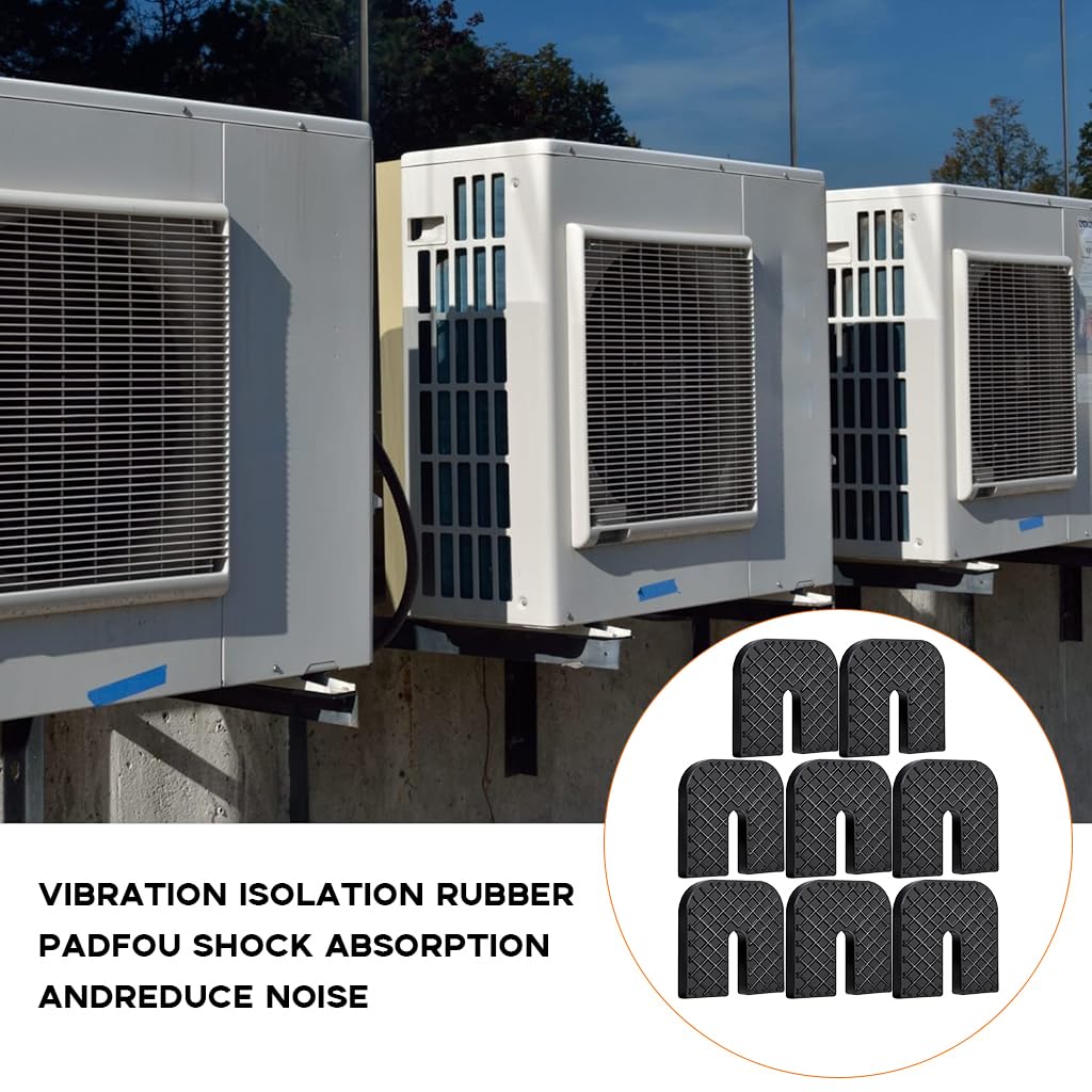 HASTHIP Rubber Anti-Vibration Pads for Outdoor Unit Bracket featuring U-Shape Texture 8Pcs 70x70x10mm