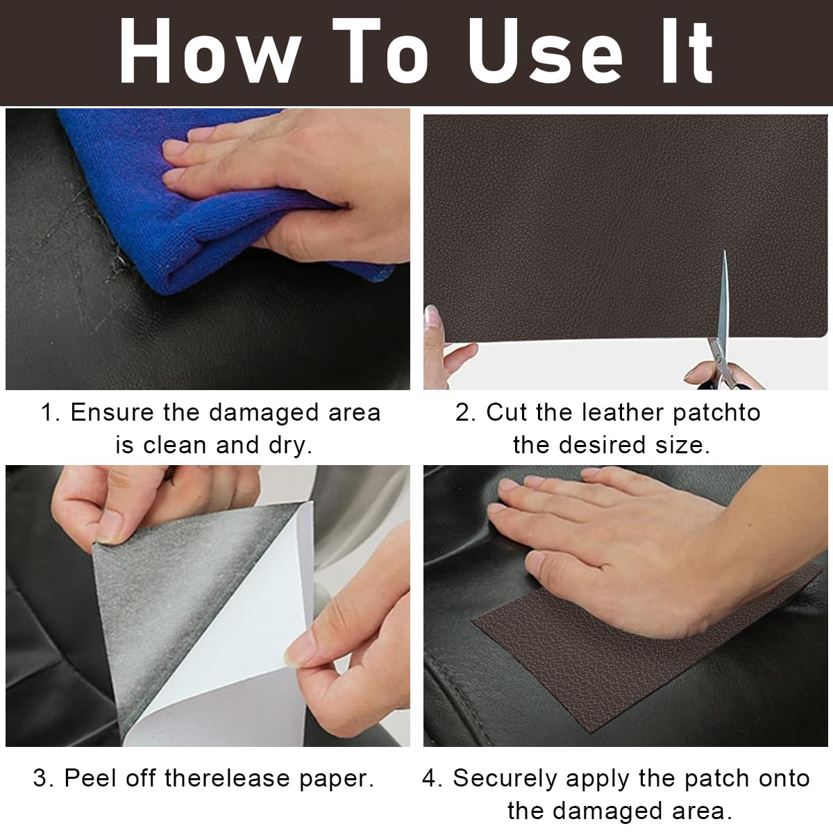 HASTHIP Leather Repair Patch for Sofas and Car Seats featuring Self Adhesive 17.7×79in PU Vinyl | Dark Brown Waterproof Tape