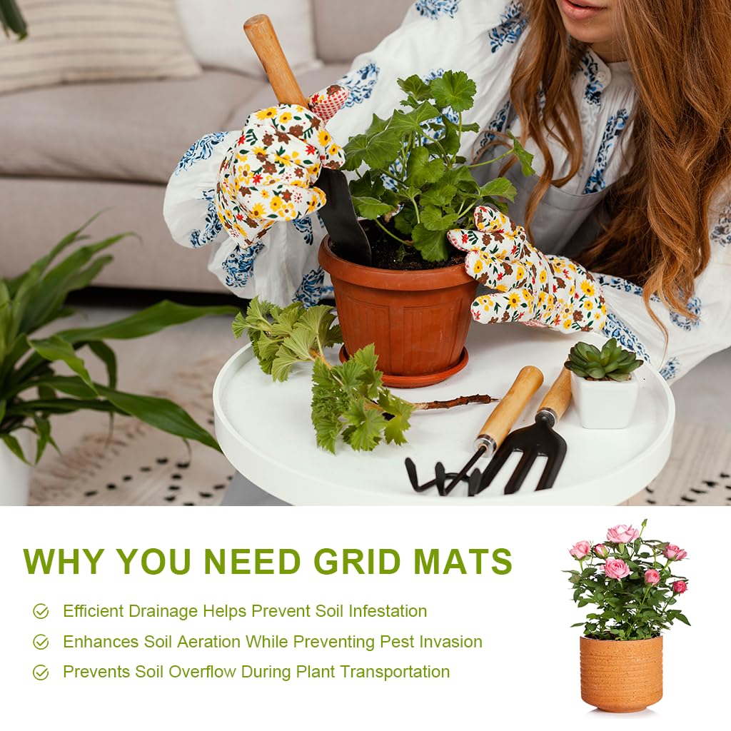 HASTHIP Flower Pot Hole Mesh Pad for Indoor and Outdoor Plants with 50pcs 10cm Polyester Screen | Prevents Soil Leakage and Promotes Root Health