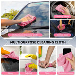 HASTHIP Microfiber Cleaning Cloth Roll 15 Count 25x40cm for Kitchen Use featuring Pre Cut Tear Away Design | Pink Reusable Towels