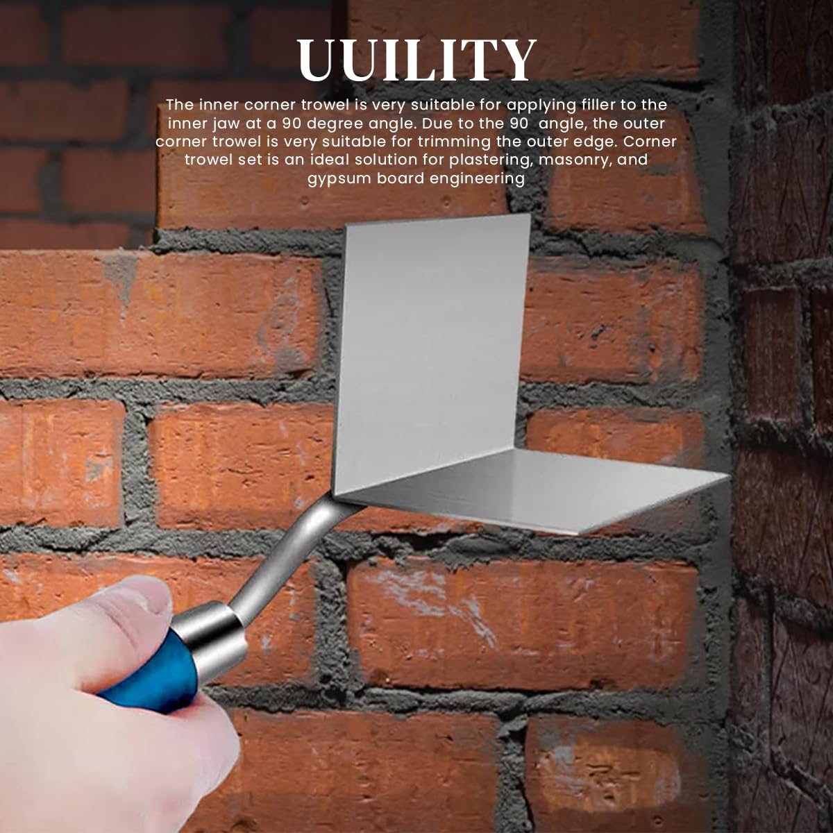 HASTHIP Stainless Steel Trowel Set for Plastering with Hand Welded Sharp Corner Blade 80 x 60mm