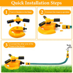 HASTHIP Garden Water Sprinkler for Lawn and Plants with 360 Degree 3 Arm Rotating Spray | Even Large Area Irrigation