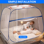 HASTHIP Pop Up Mosquito Net Tent for Double Bed with Dual Zip Doors and Mattress Straps | 6.6x5.9ft Breathable Mesh