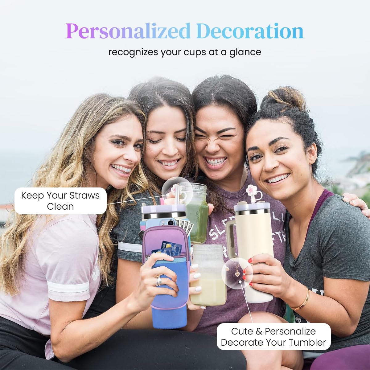 HASTHIP® Tumbler Carry Bag Water Bottle Sleeve Stylish Water Bottle Sling Bag with Phone Pocketfor Stanley 40oz Tumbler Neoprene Water Bottle Holder Pouch with Detachable Shoulder Strap