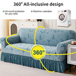 HASTHIP Stretch Sofa Slipcover for 3 Seater Couch 180–230cm featuring Elastic Dacron Fabric | Elegant Blue Jacquard Design