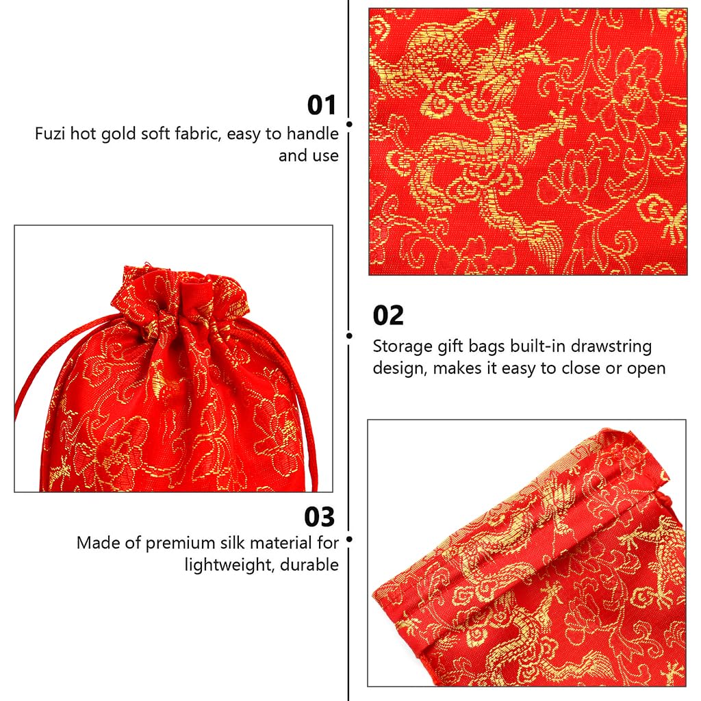 HASTHIP Drawstring Bag Pouches for Gift Packaging featuring Secure Closure | 20pcs Red Satin 7.08×5.1 in
