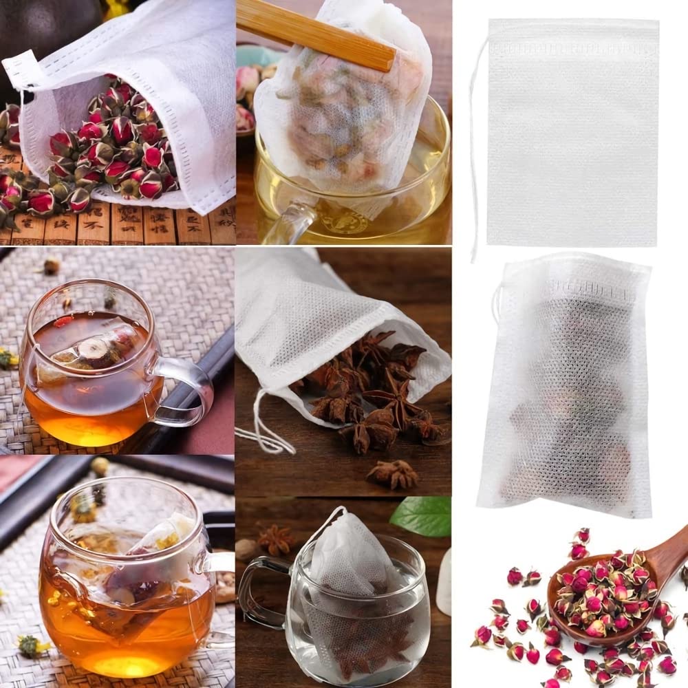 HASTHIP Cotton Tea Filter Bags for Loose Leaf Tea with Drawstring Closure 100pcs 3.54x2.75in