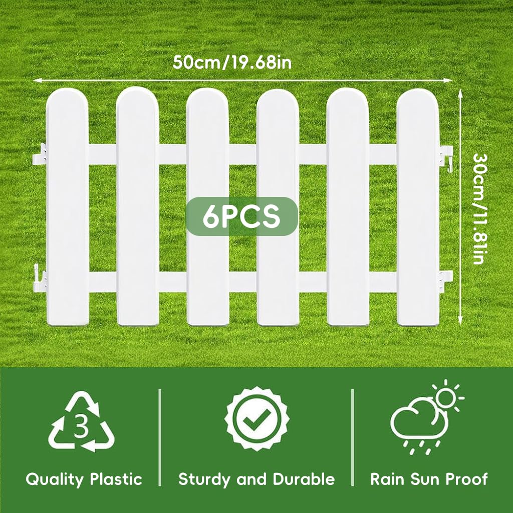 HASTHIP Garden Fence for Flower Beds with Connectable Design 50x30cm White PVC | Outdoor Border Decor
